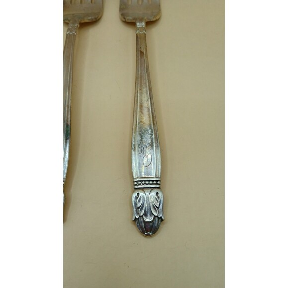 Vntg HOLMES & EDWARDS IS Danish Princess Inlaid Silver Plate -Dinner Forks 3 Pcs - Picture 4 of 6